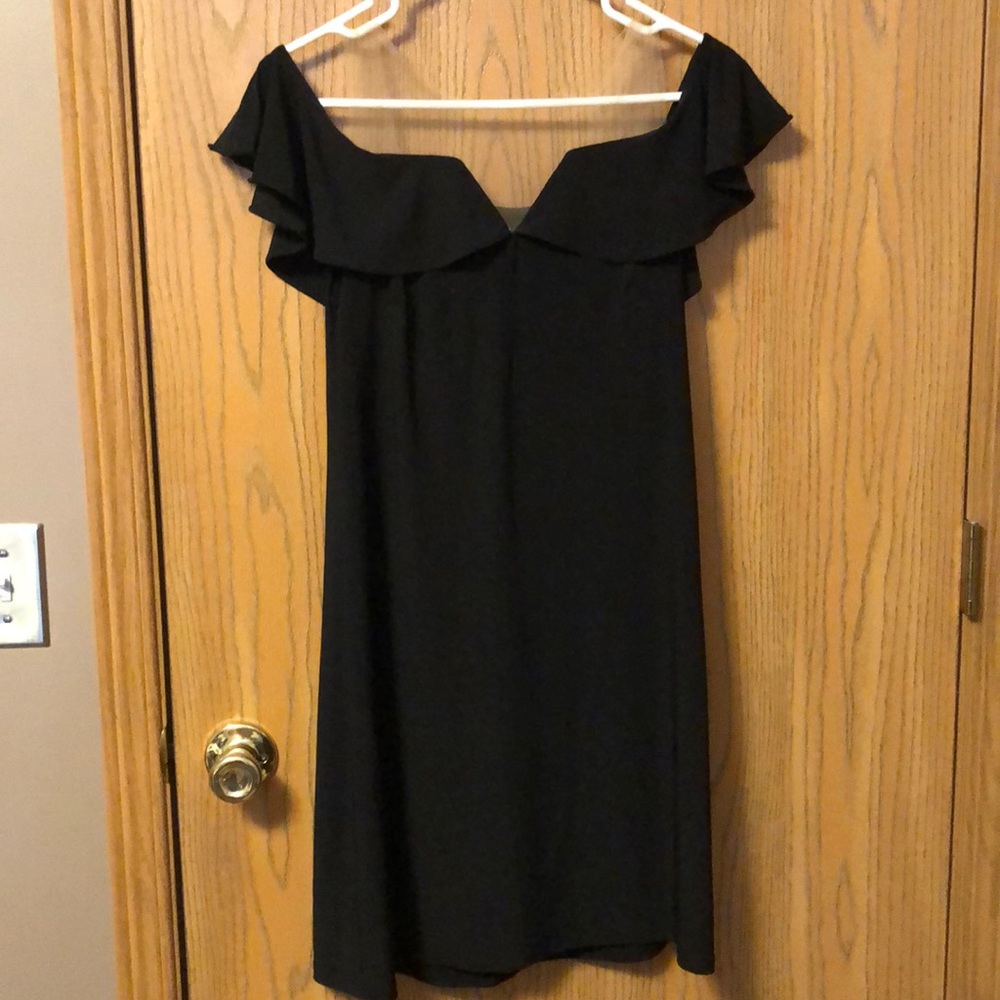Black dress with illusion neckline